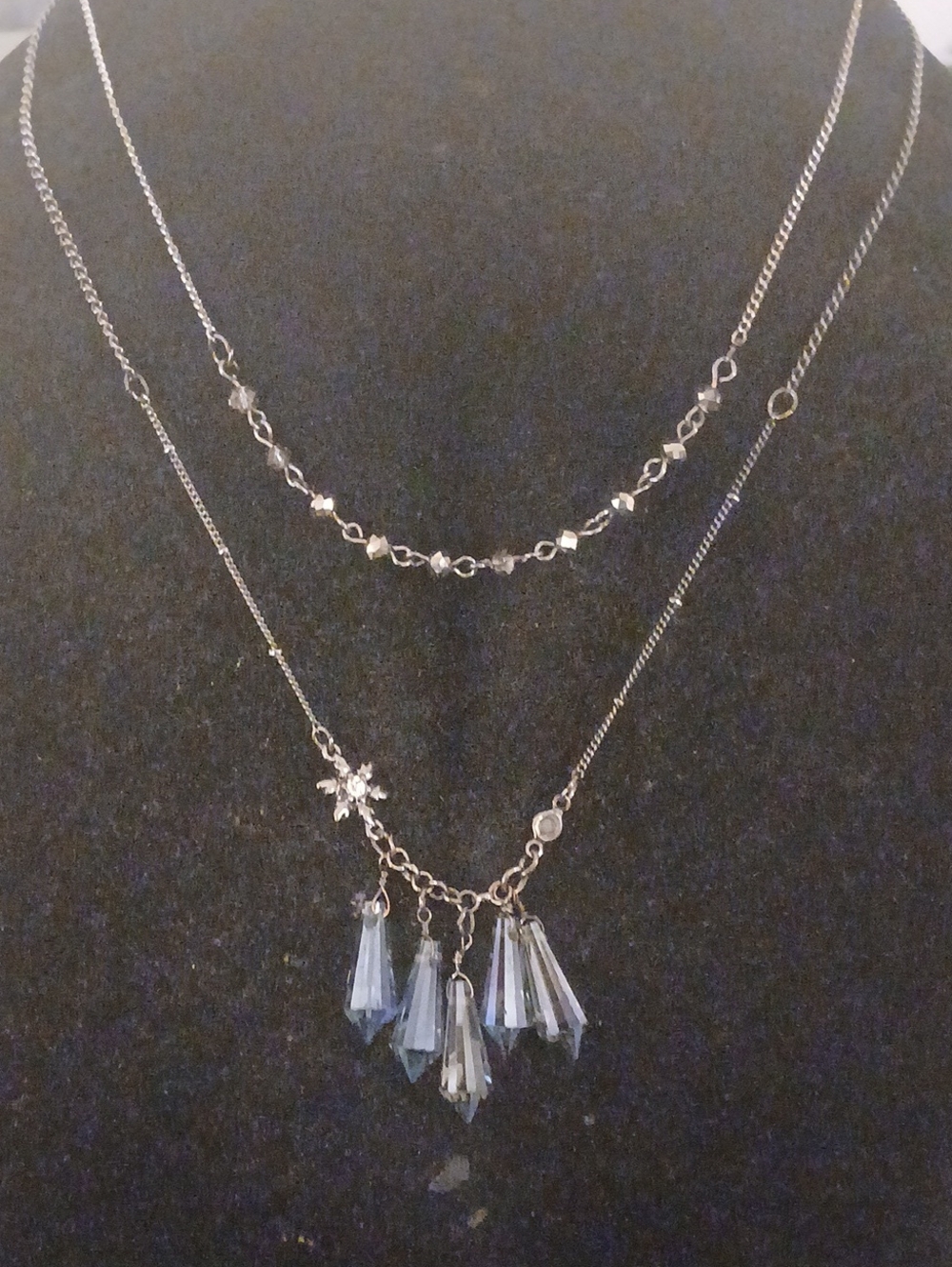 Premier Design Silver Multi-Layer Crystal Drop Necklace - Brand: